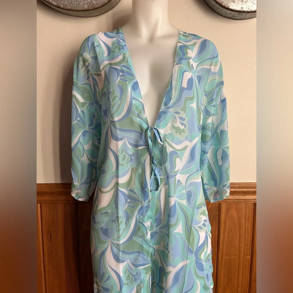 Shade & Shore S/M bathing suit cover, blues and greens, swim suit cover, cruise